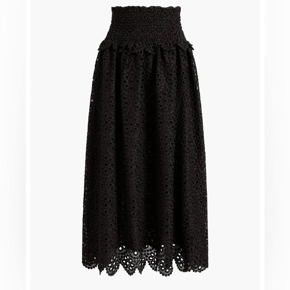 ISO Hill House scalloped lace Delphine skirt in black.